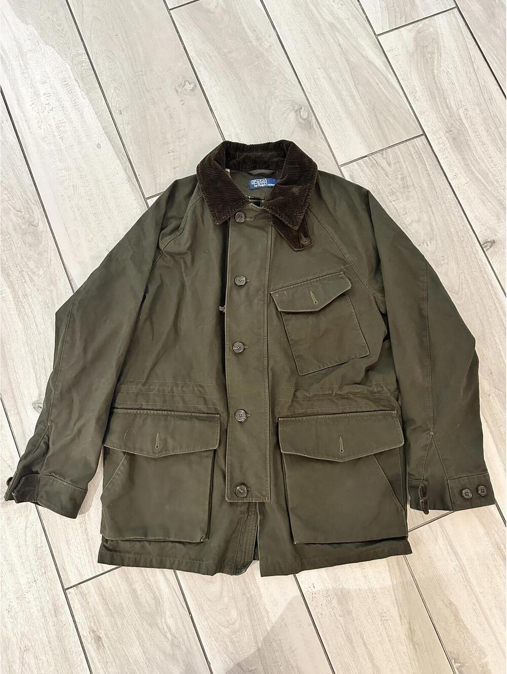 $898 Polo Ralph Lauren sateen belted field hunting jacket green m